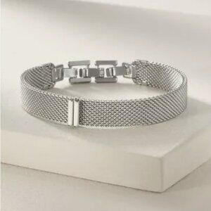 Silver Mesh charm bracelet with Just Married Charm by Keep Collective - NWOT